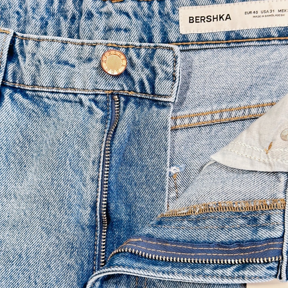 Bershka Light Blue Denim Baggy Bermuda Shorts 31 - Picture 7 of 10